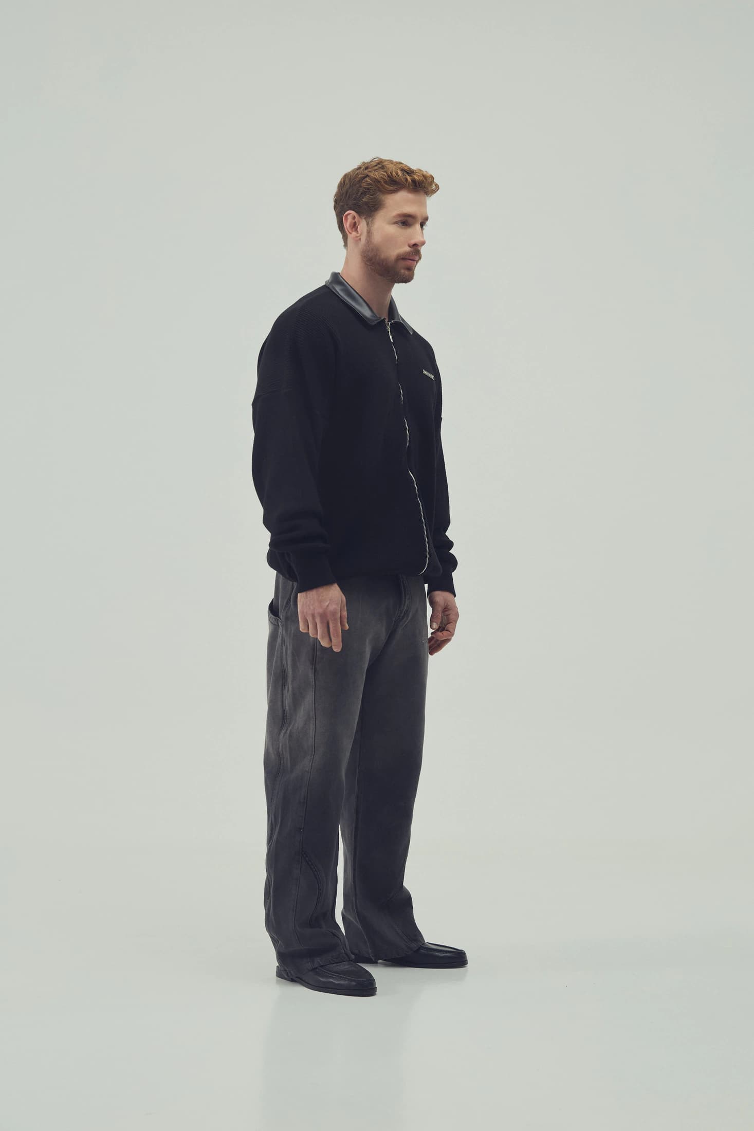 KNIT ZIP UP NEGRO - imagen 6