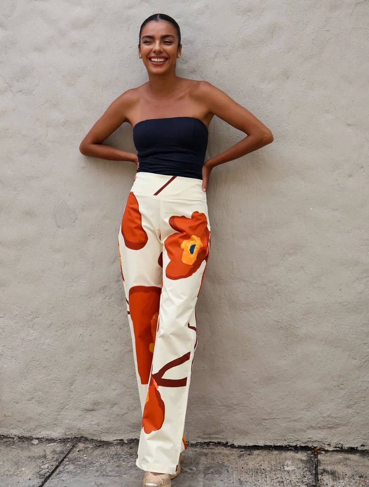 PANTALÓN FLORES NARANJAS - imagen 2