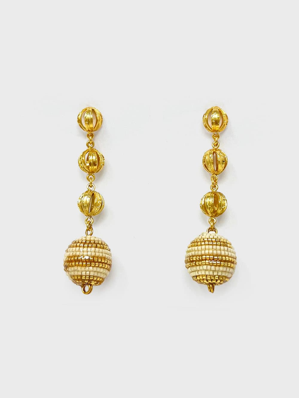 Aretes largos transición beige dorado - imagen 1