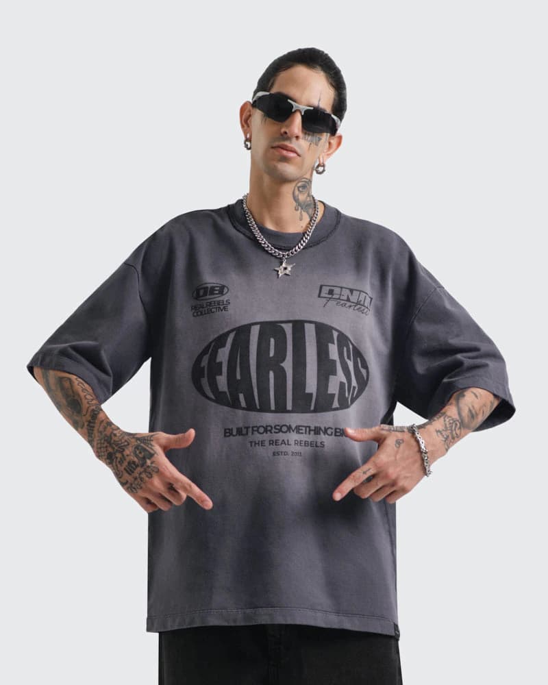 Camiseta Gris Oversize Fearless - imagen 3