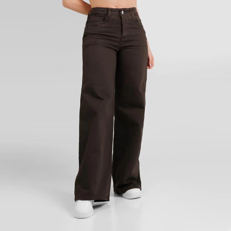 Jean Wide Leg Ax-3043 Cafe Rigido - imagen 1