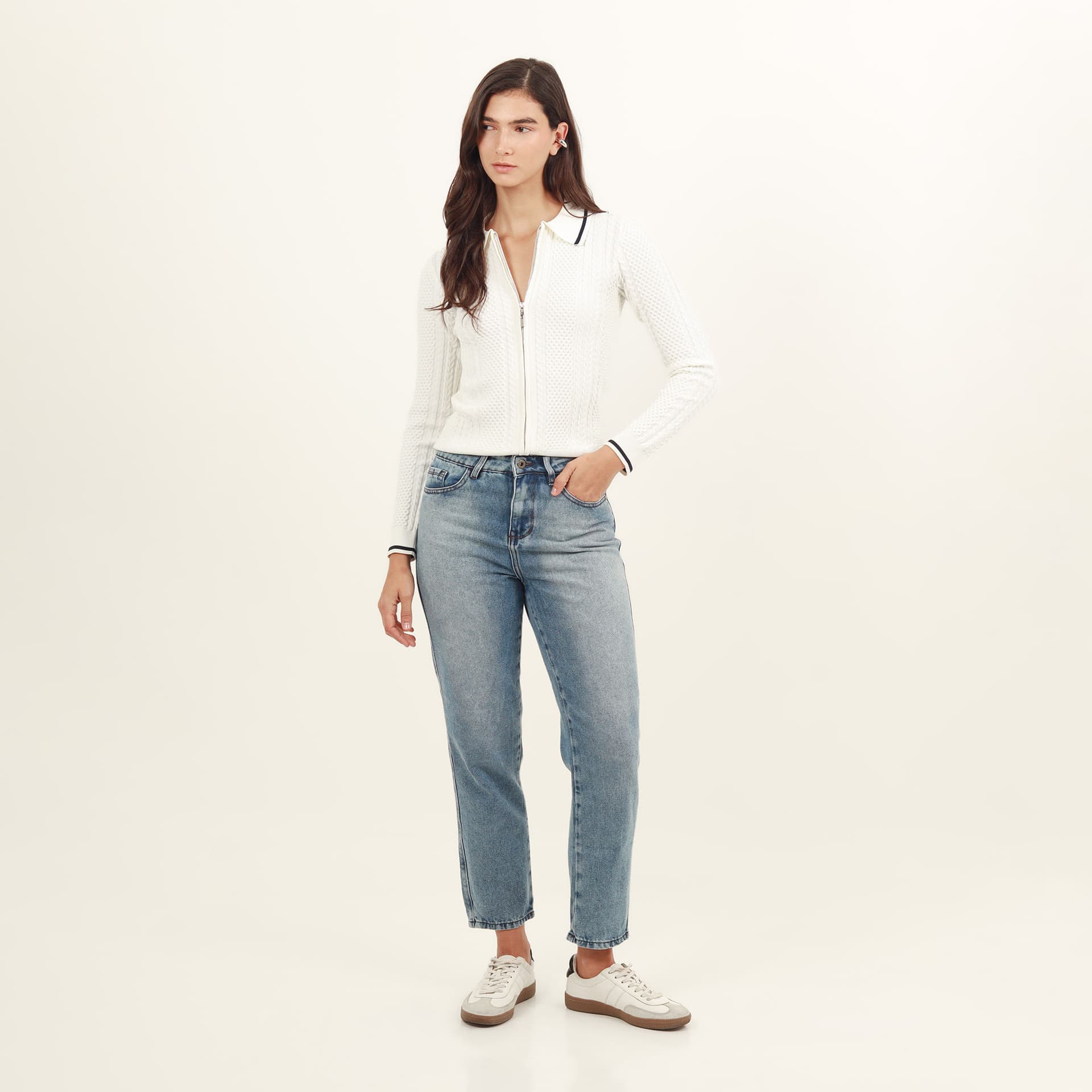 Jean Mom Tiro Super Alto Bota Recta - imagen 1