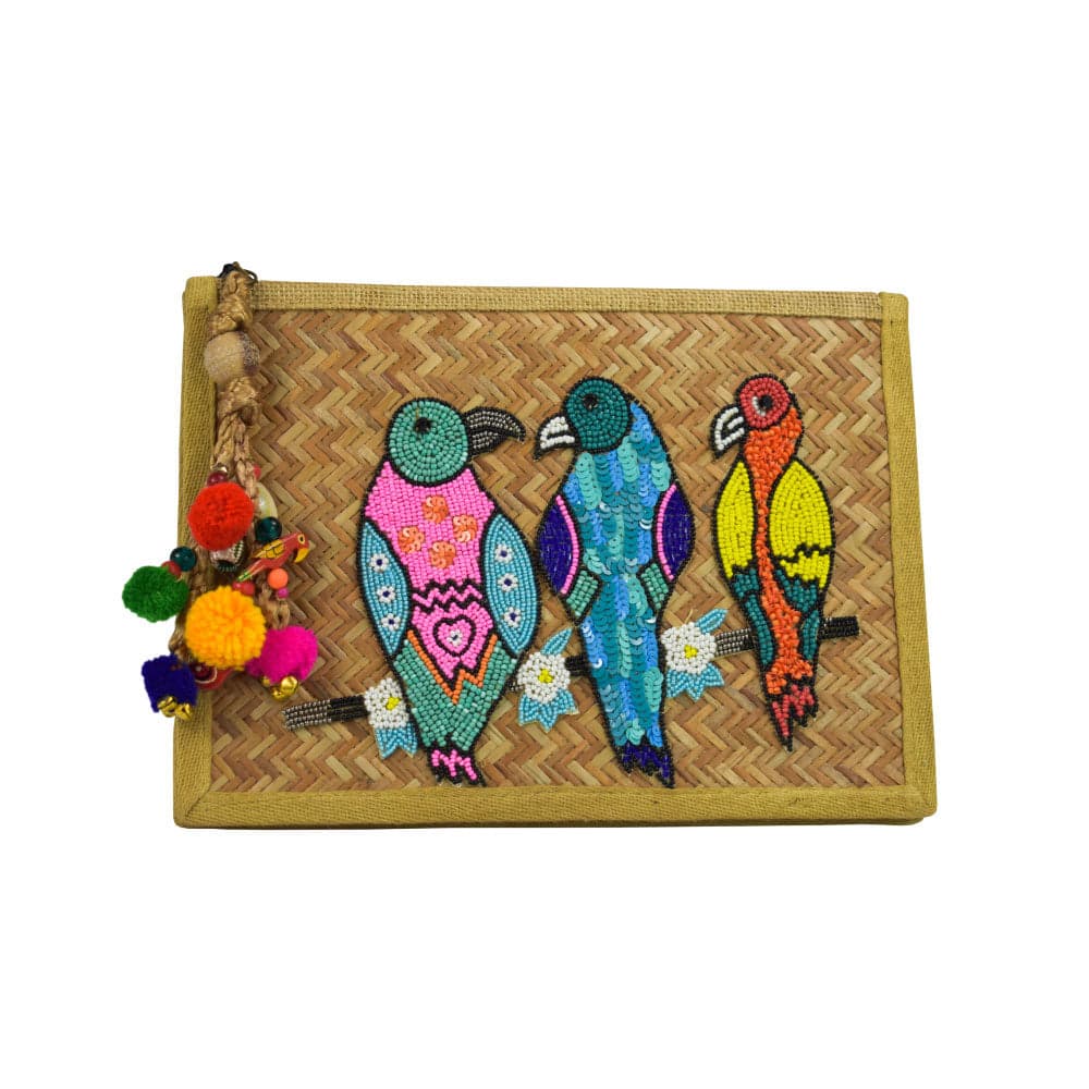 Tropical Birds Straw Clutch - imagen 1