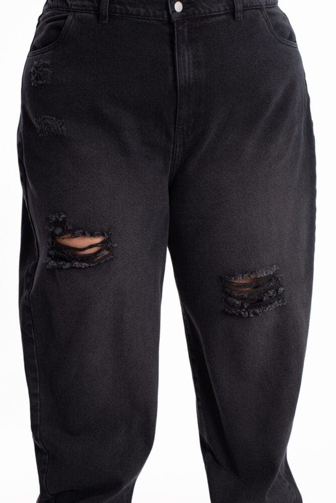 Jean Boyfriend Negro Rotos 413 - imagen 3