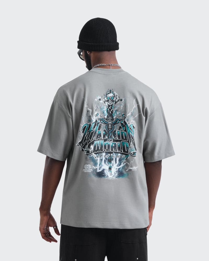 Camiseta Gris Oversize Warrior of World - imagen 1