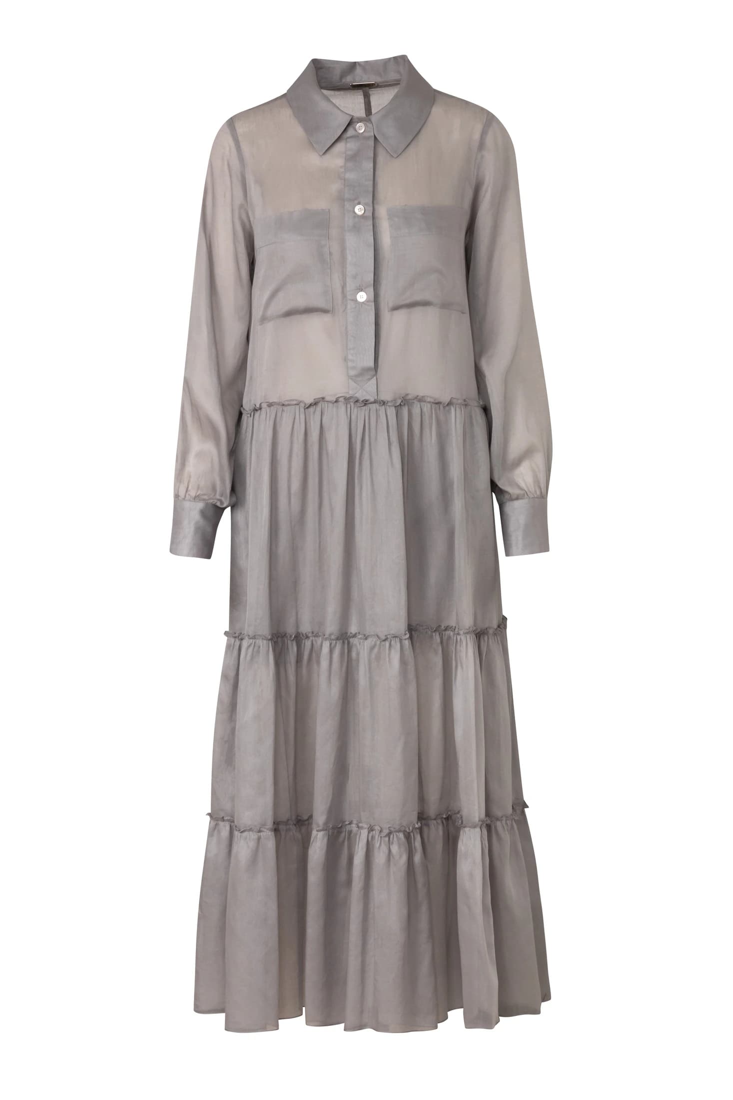 Long-Sleeve Ruffle-Skirt Cotton Voile Midi Dress - imagen 4
