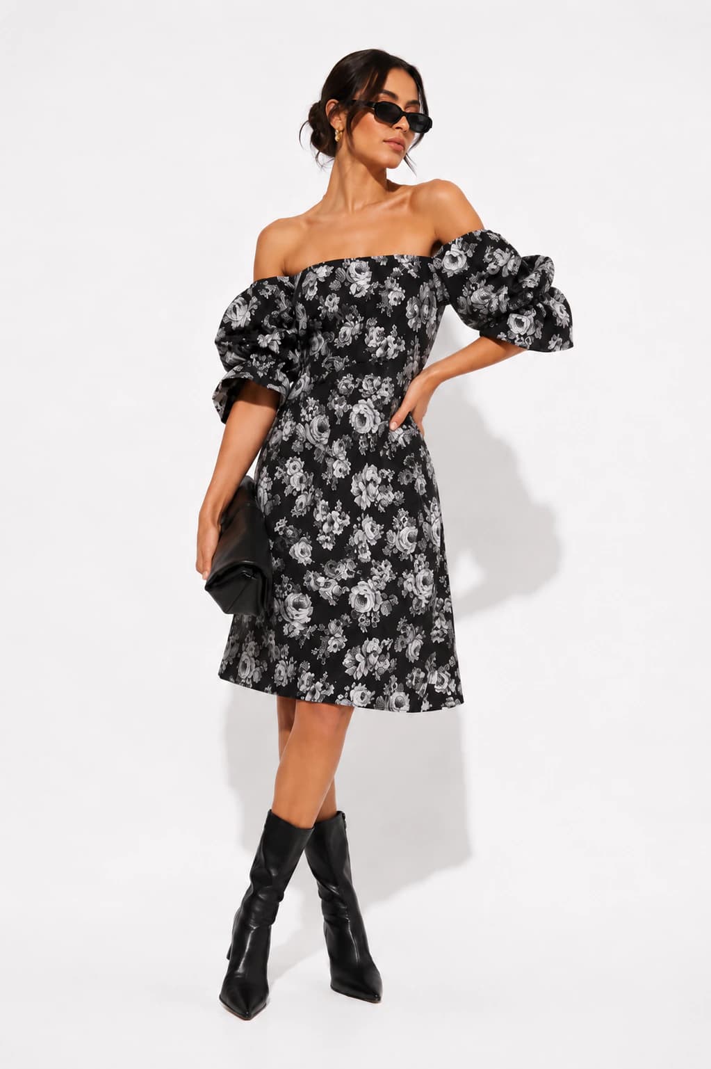 Vestido Mireya Negro Estampado - imagen 1