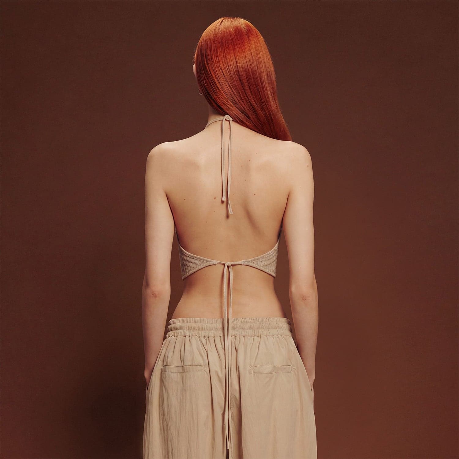 Textured Halter Top - Camel - imagen 4