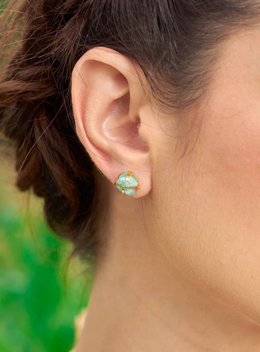 Aretes Topo esmeralda 1cm - imagen 2