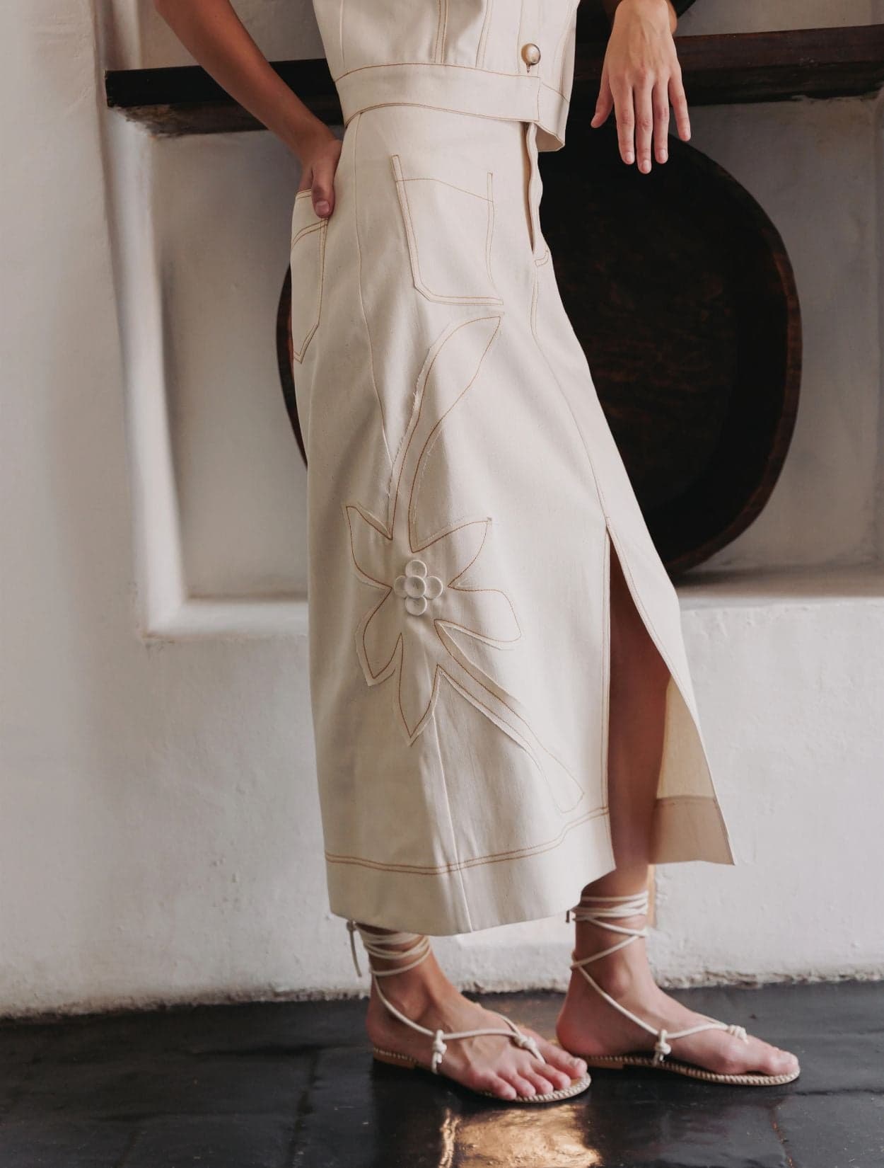 FALDA RECTA DENIM NATURAL - imagen 2