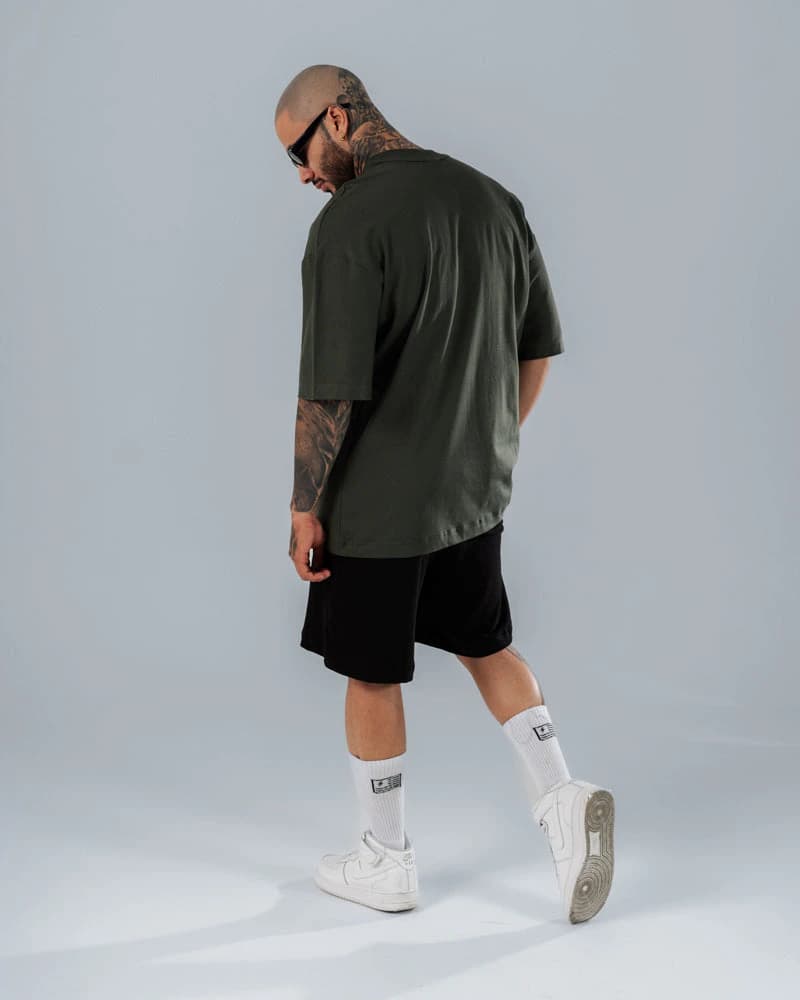 Camiseta Para Hombre Oversize Básica Verde - imagen 5