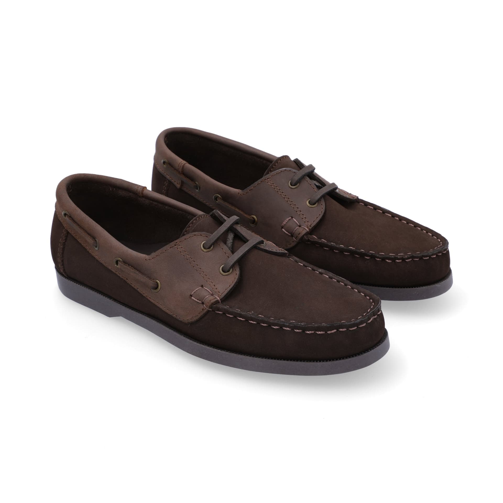 Mocasines Boat Shoes Combinados Cuero Nobuck Café - imagen 1