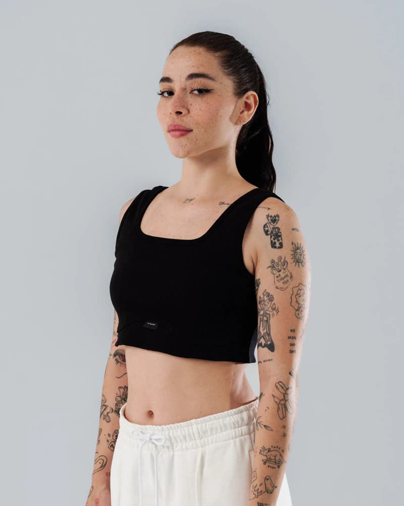 Crop Top Negro Escote Cuadrado - imagen 1