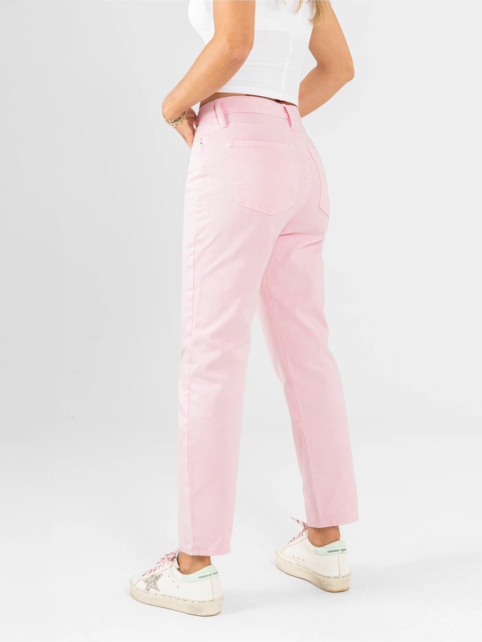 Ref: 0620591 Pantalón mom fit, tiro alto, stretch, tono rosa. - imagen 2