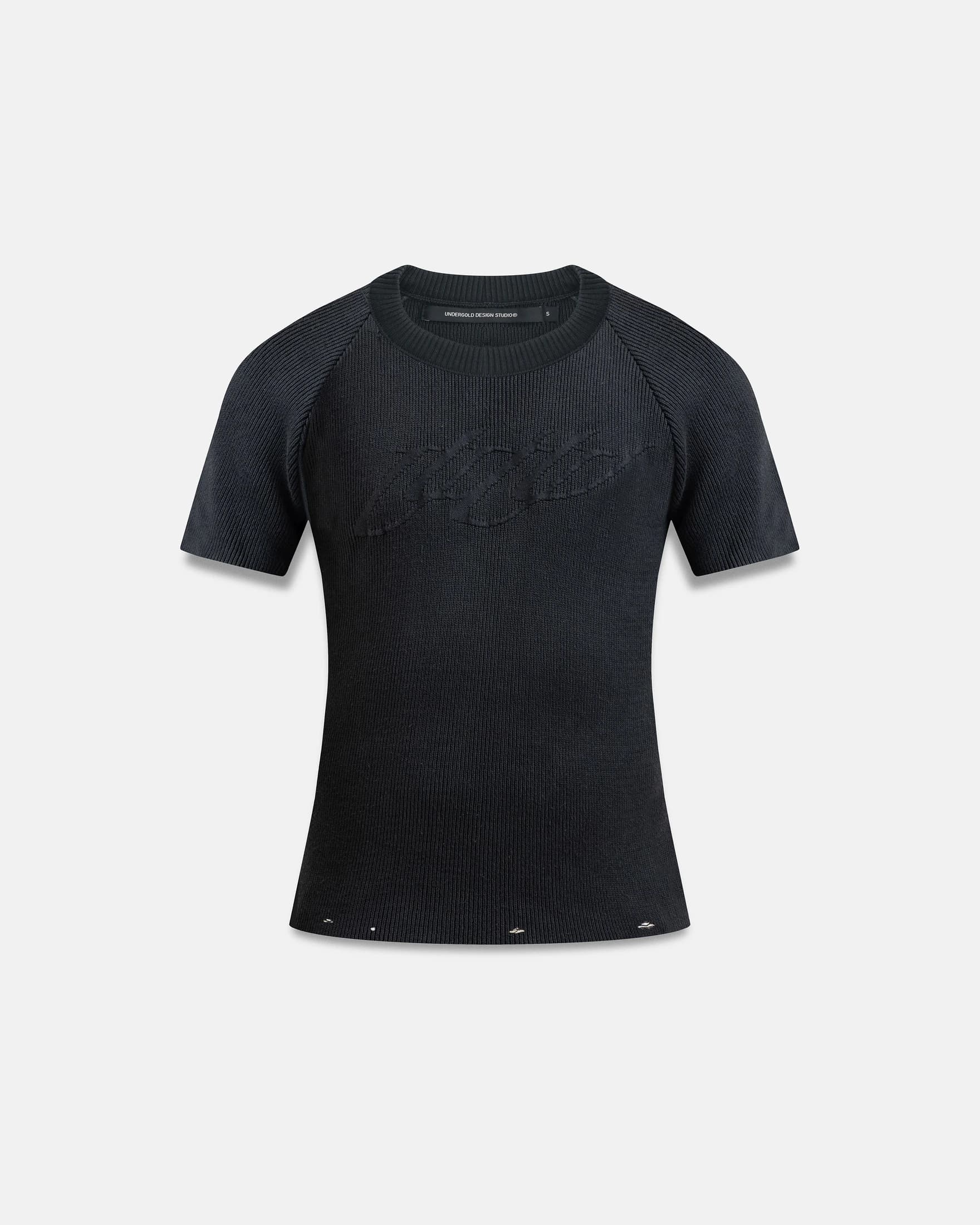 Spring Unity Destroyed Knitted Baby Tee Vintage Black - imagen 1