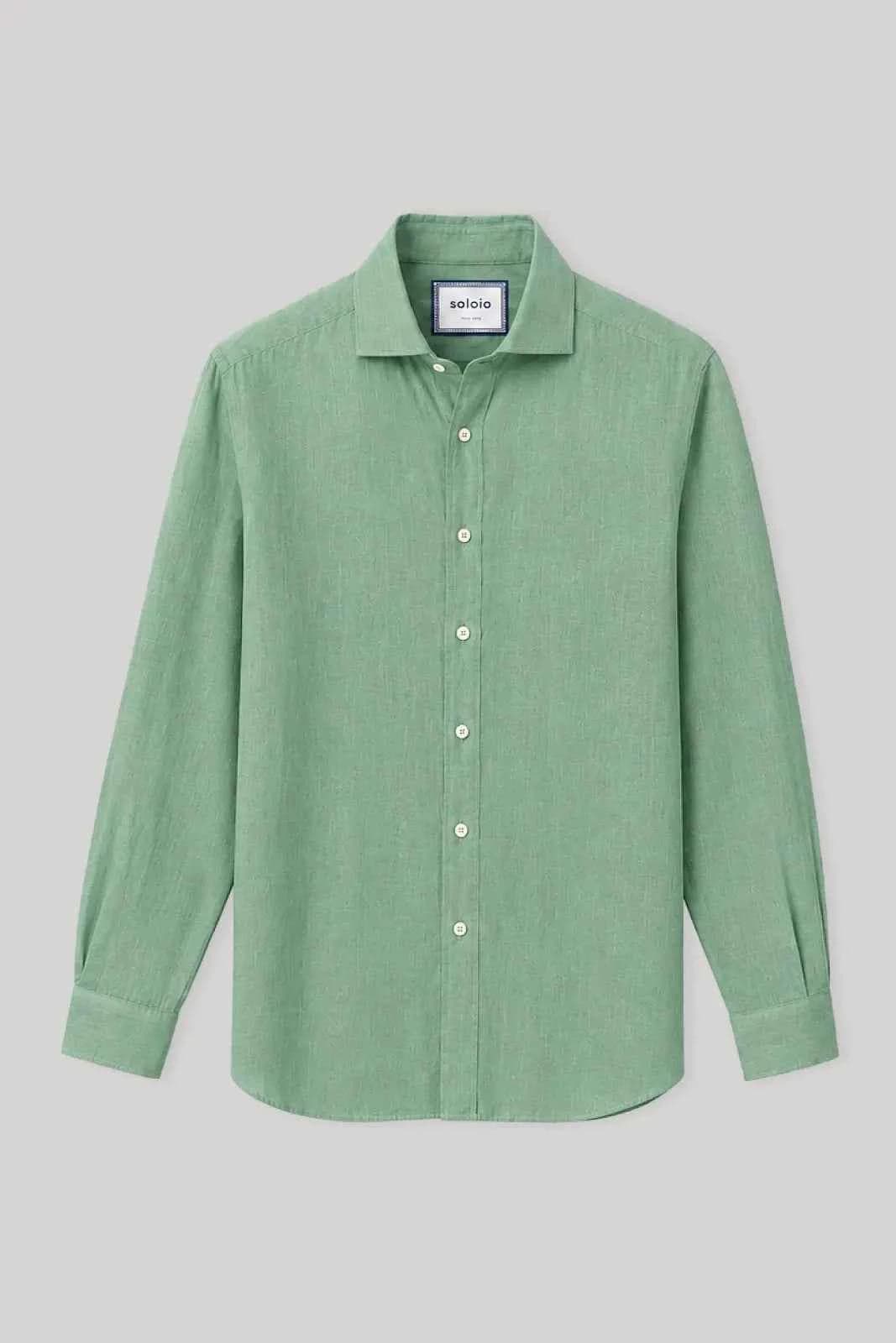 Men's linen shirt ming green