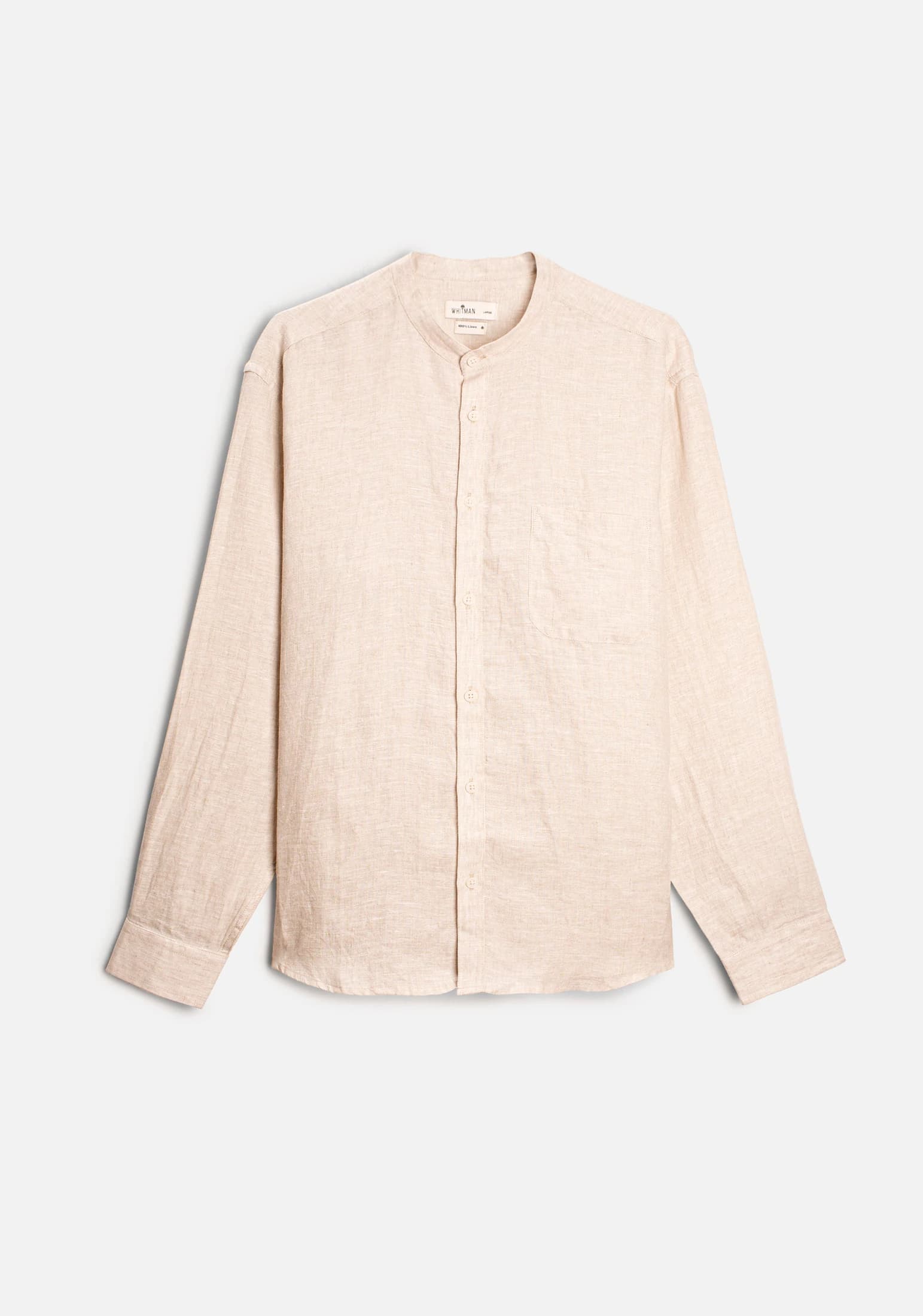 Camisa H Lino Cuello Nerú Bols. Avena - imagen 1