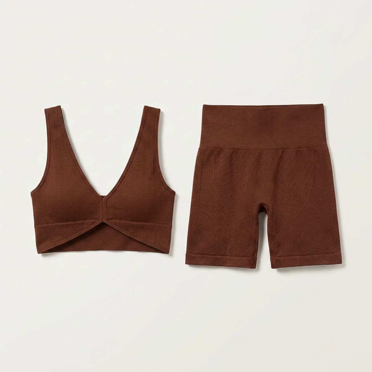 Top + biker deportivo seamless café mujer