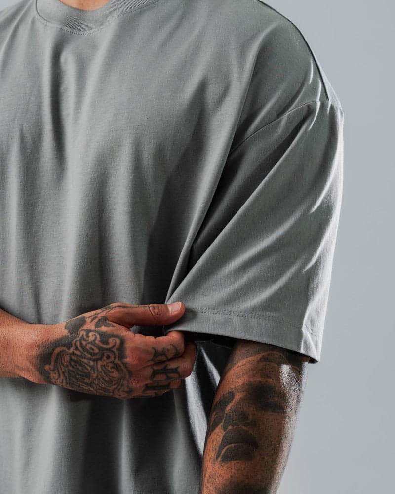 Camiseta Boxy Fit Básica Gris Claro - imagen 2