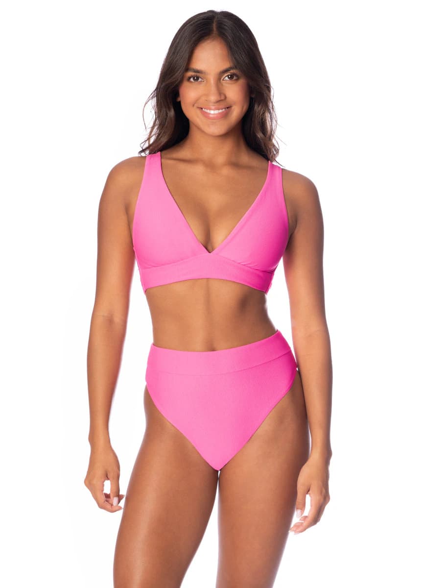 Maaji Radiant Pink Allure Long Line Triangle Bikini Top - imagen 1