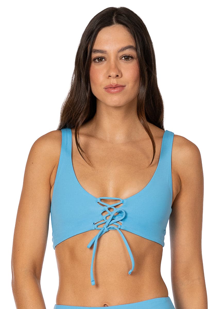 Maaji Stone Blue Allure Long Line Triangle Bikini Top - imagen 6