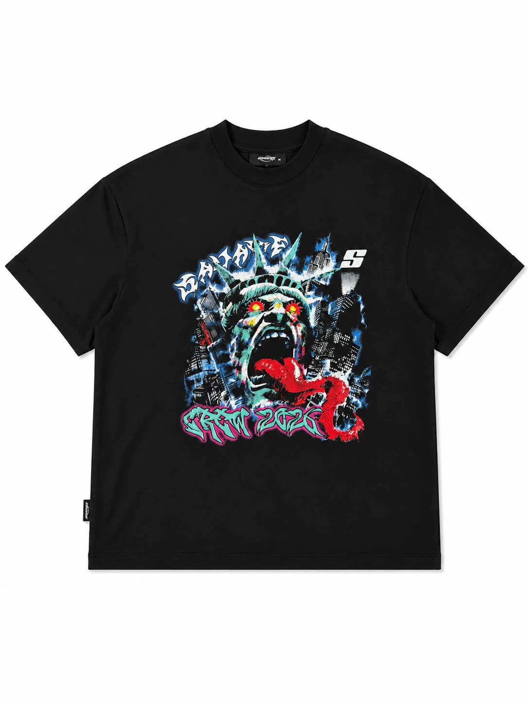Camiseta Negra Oversize Crew  250 gramos - imagen 1