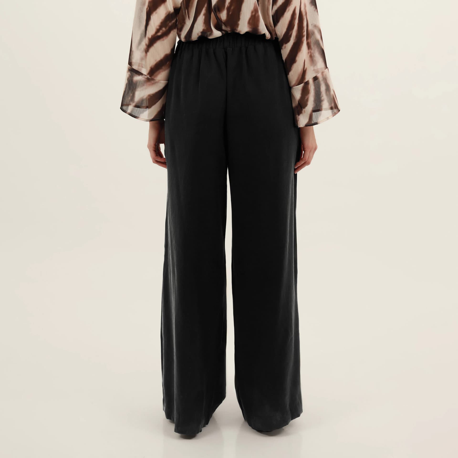 Pantalón palazzo con elástico y prenses - imagen 2
