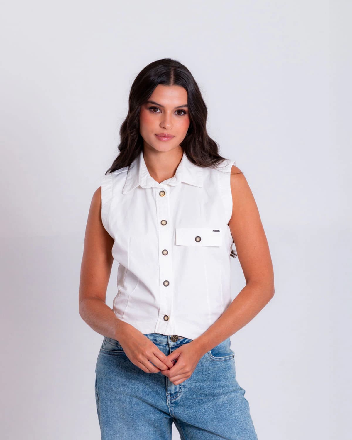 Camisa ivory manga sisa para mujer