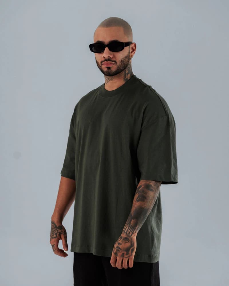 Camiseta Para Hombre Oversize Básica Verde - imagen 2