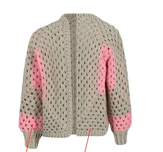 Hand Crochet 2 colors Cardigan - Adult