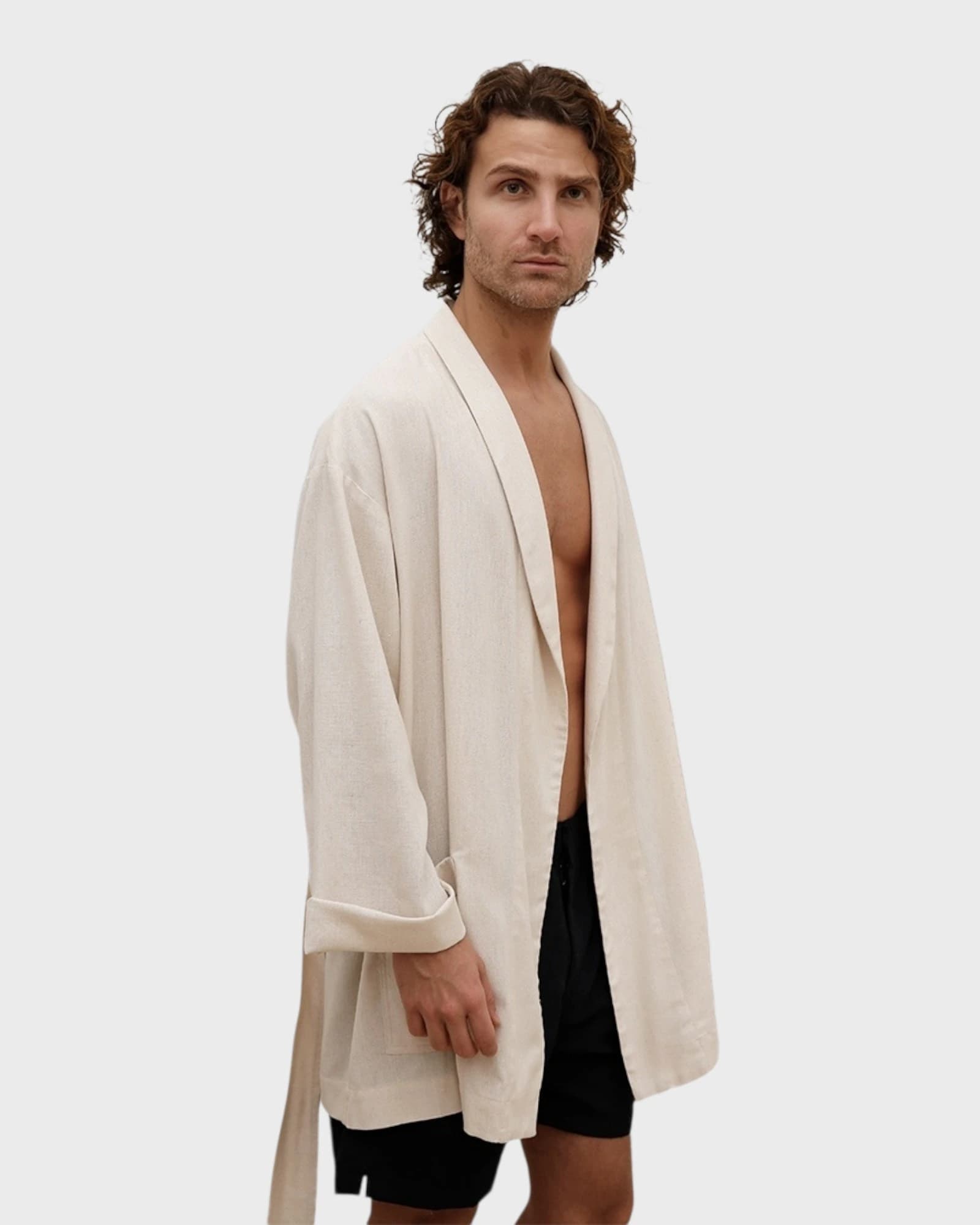 Amalfi Beige Linen Robe - imagen 3