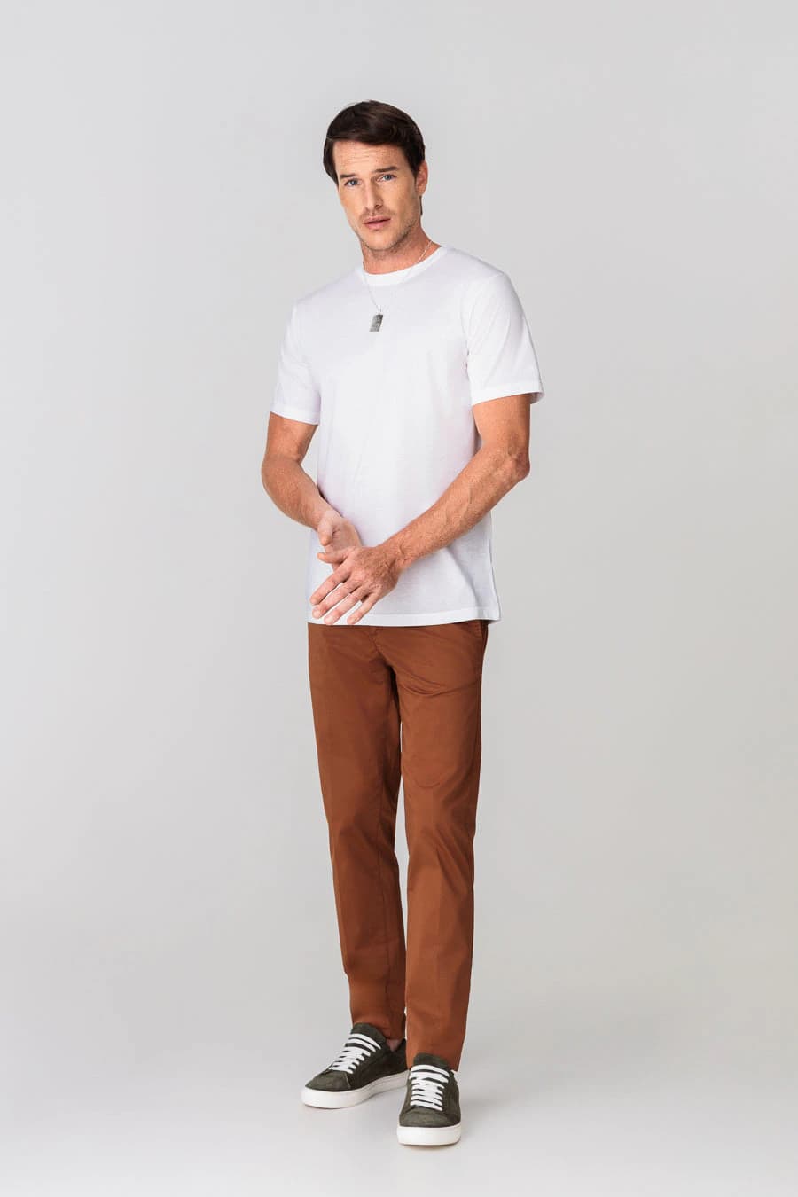 Men's cotton basic t-shirt white - imagen 1