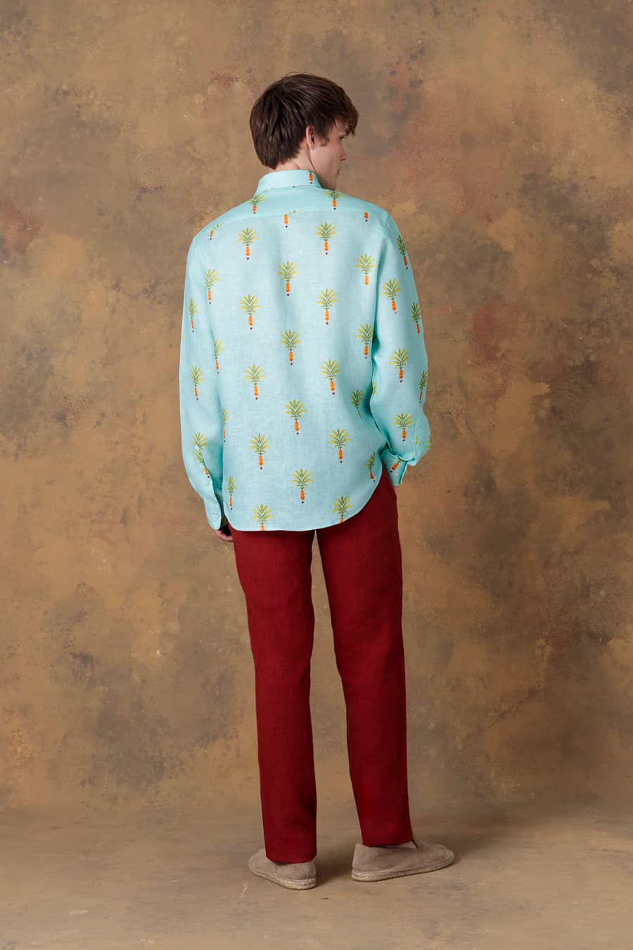 Men's shirt linen orfeo turquoise - imagen 3