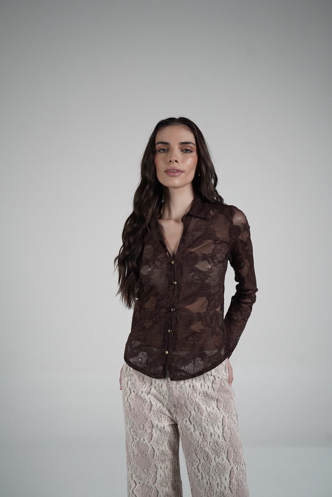 Lace Blouse (Marrón)