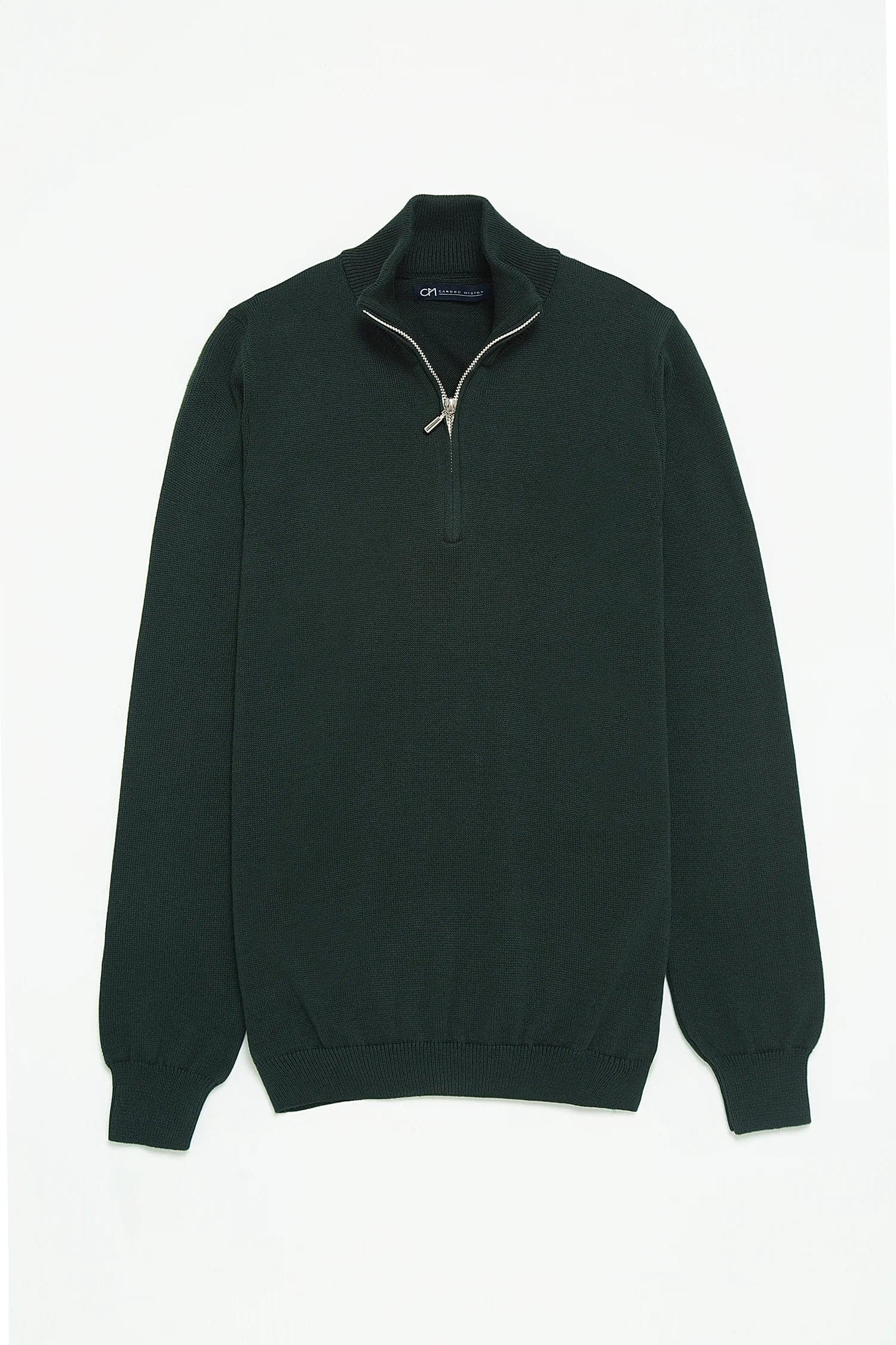 Saco Half Zip Algodón Verde Botella