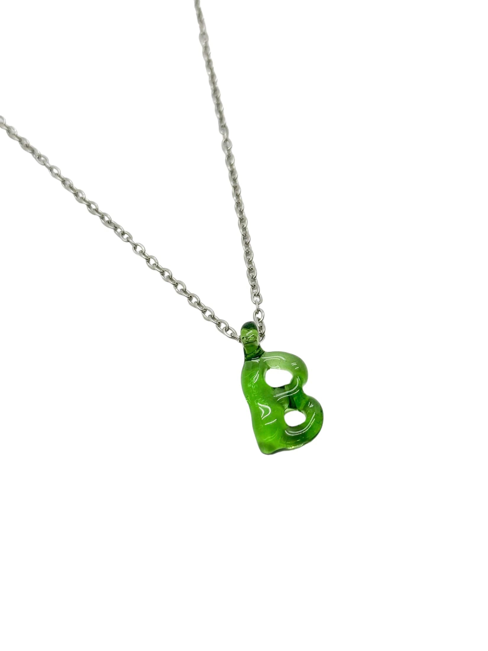 green glass necklace 1 letter - imagen 13