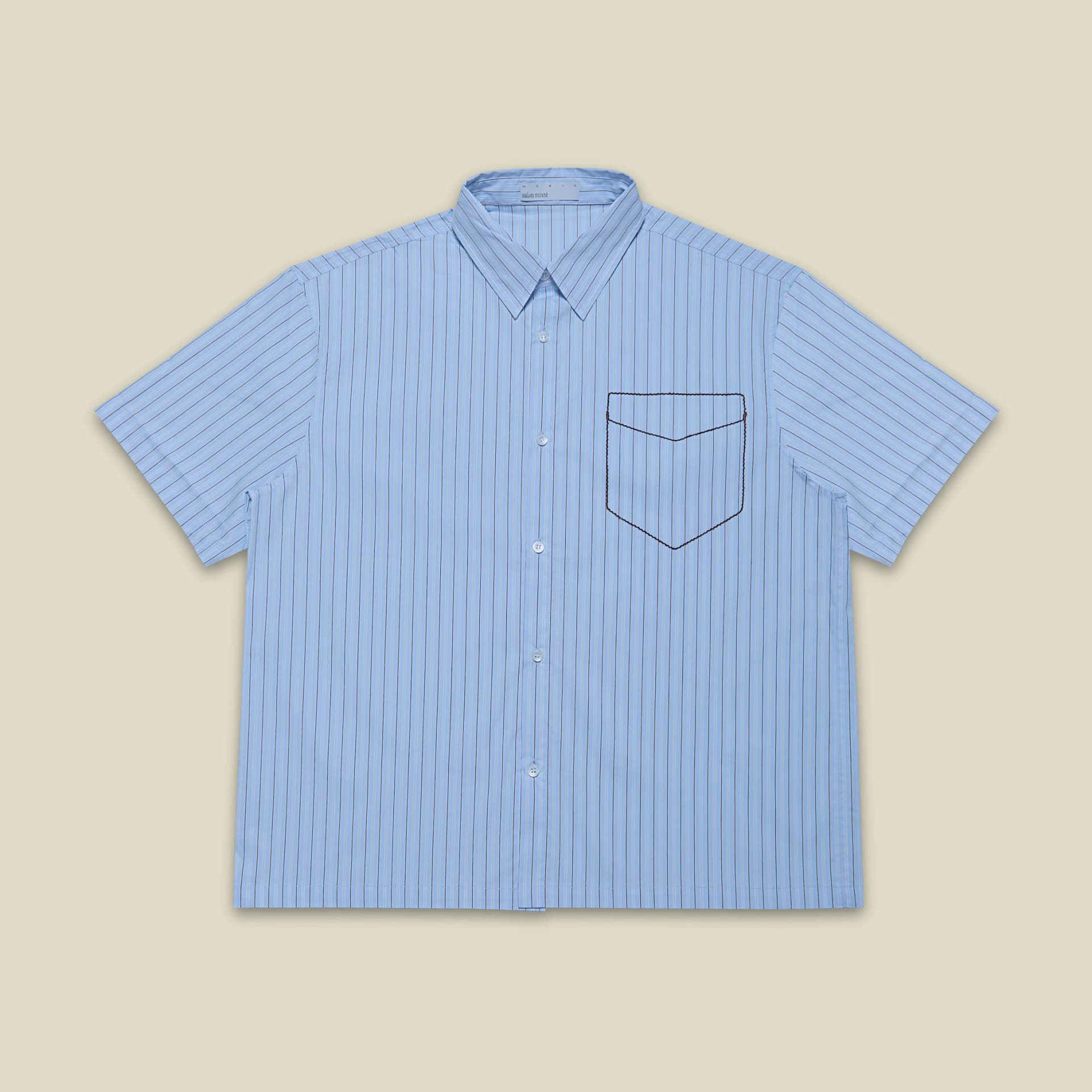 Camisa Bolsillo Bordado Azul