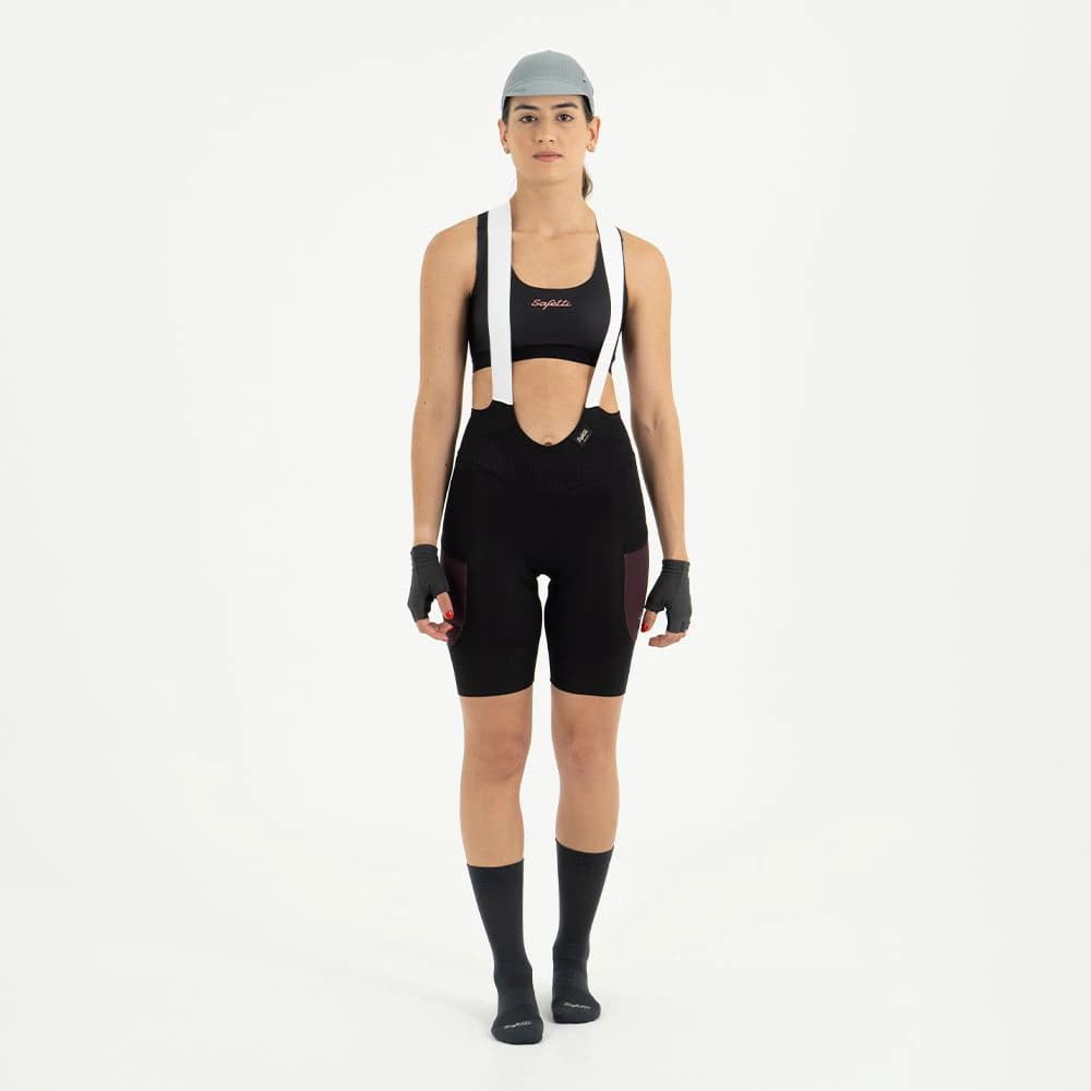 PANTALONETA CICLISMO CON CARGADERAS EVANS CARGO VINO PARA MUJER - imagen 1