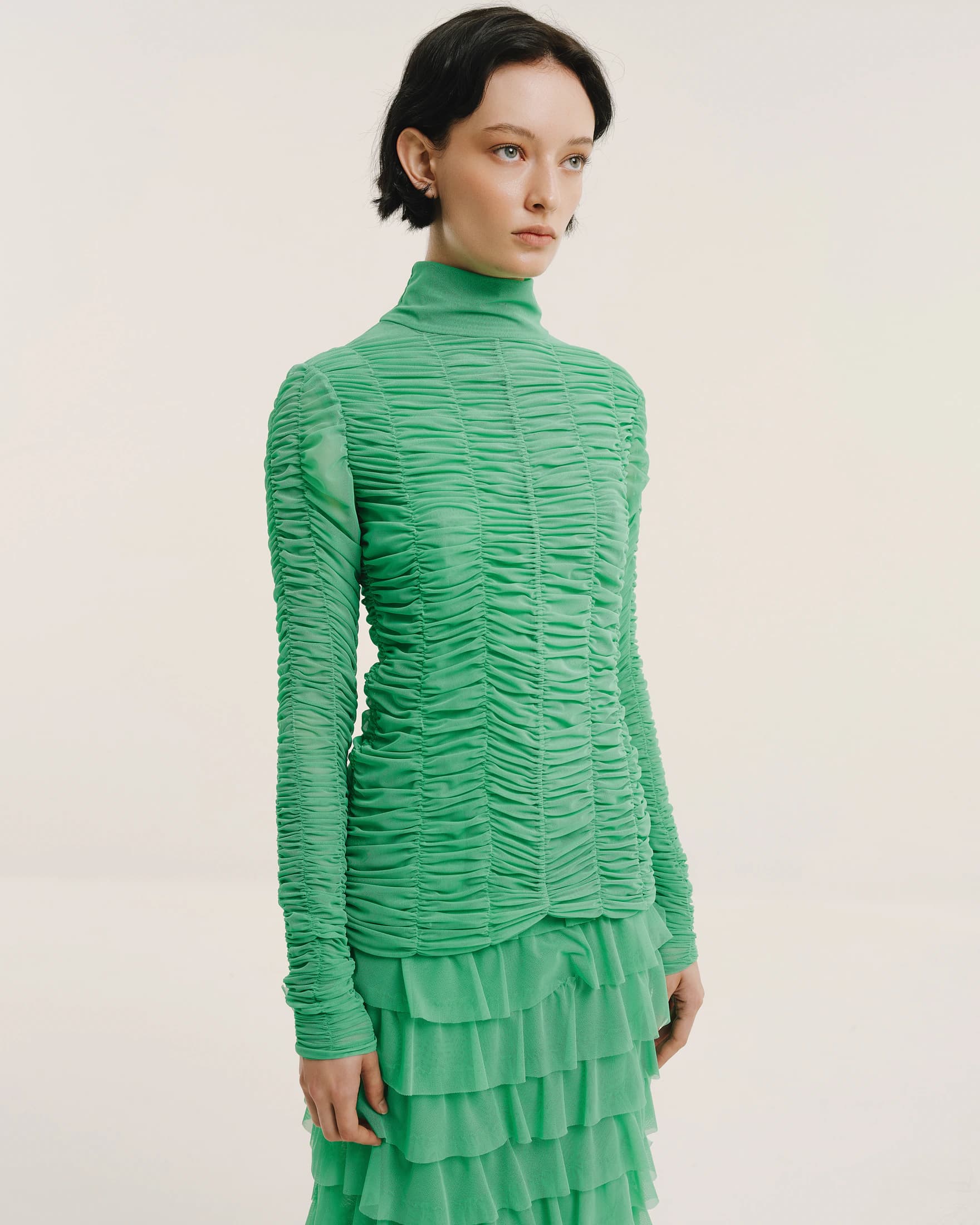 Ruched Tulle Turtleneck Top - imagen 4