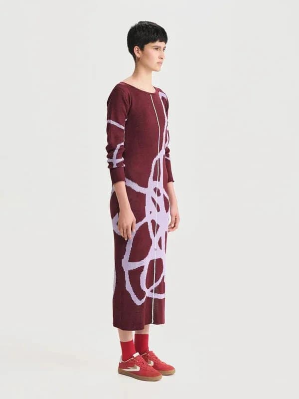 Vestido Largo Nudo Vinotinto - imagen 4