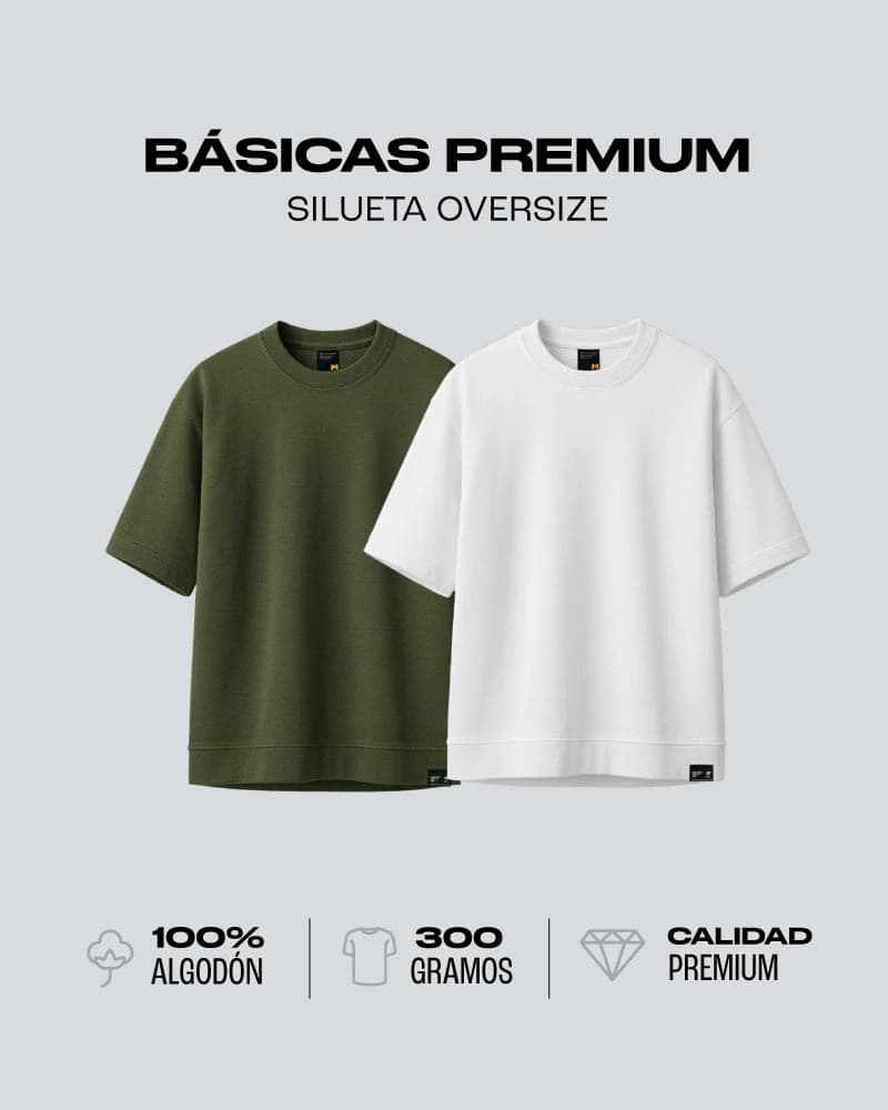 Duo Pack Camisetas Oversize Básicas Core Military - 300g - imagen 1