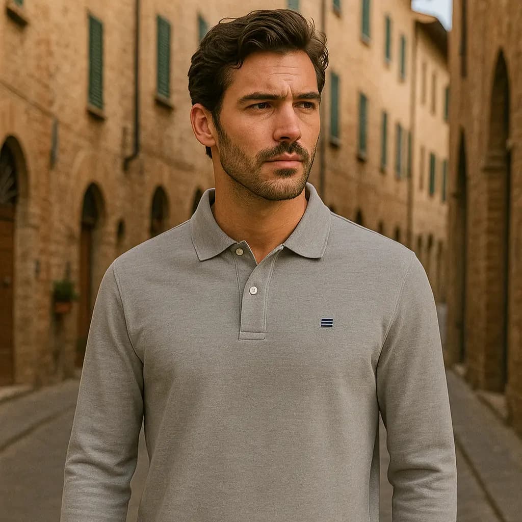 Polo Long Sleeves - Gris blu