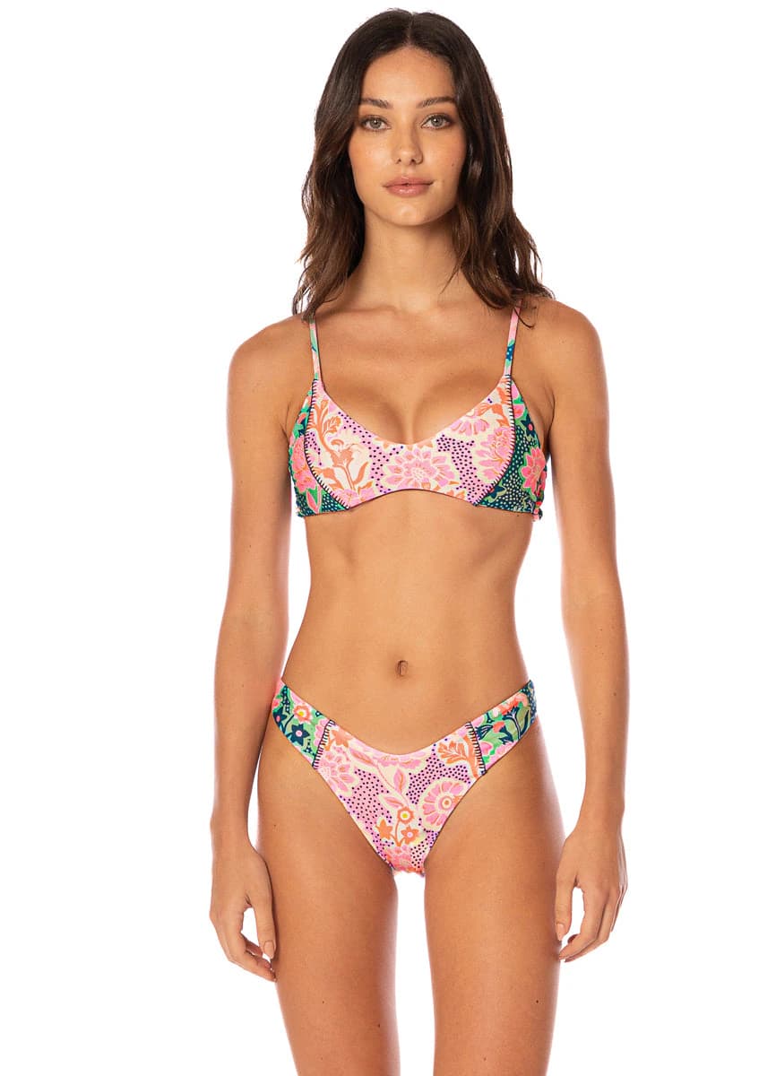 Maaji Blush Floral Portico Lace Up Bralette Bikini Top - imagen 1