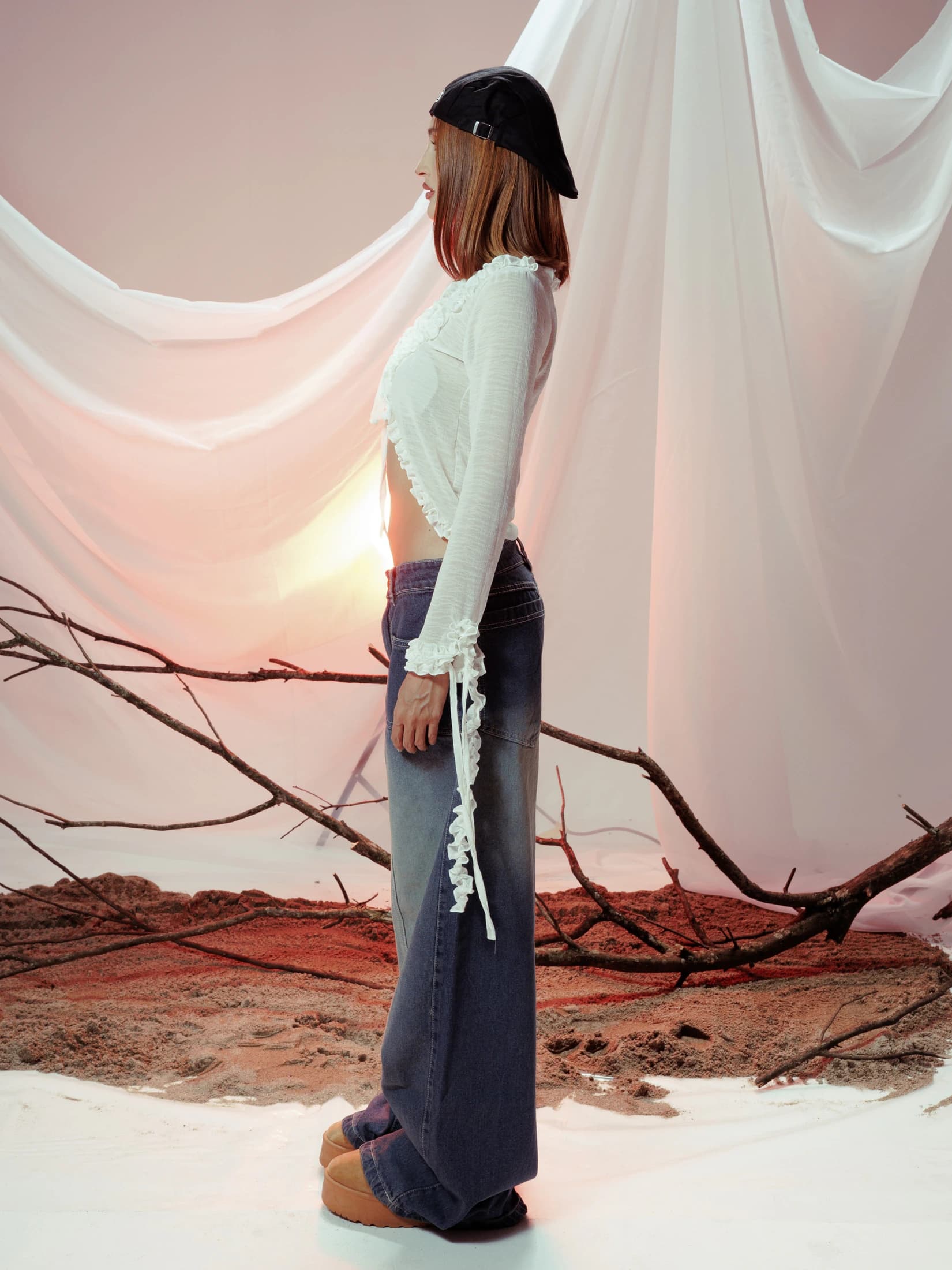 ZENDRA RUFFLE TOP BLANCO MARFIL - imagen 3