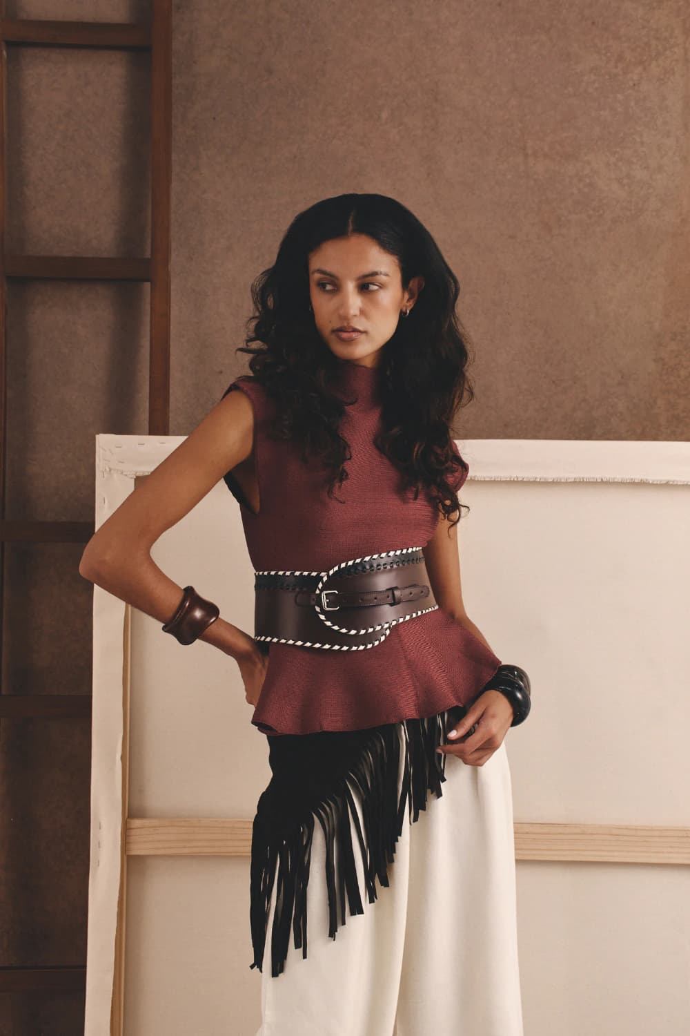 "LA MONA" TOP BURGUNDY - imagen 5