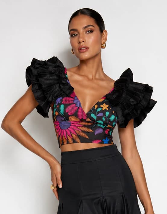 Top Nao Negro Estampado - imagen 1