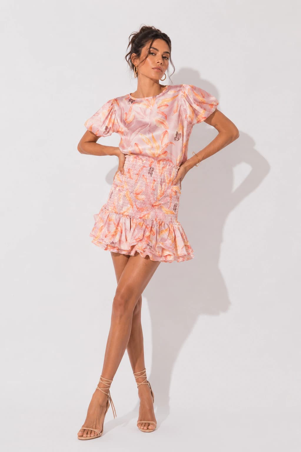Falda Teffy Encauchada Multiplumas Camel - imagen 2