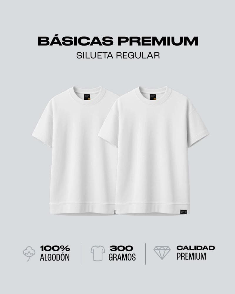 Duo Pack Camisetas Básicas Regular White - Premium 300G - imagen 1