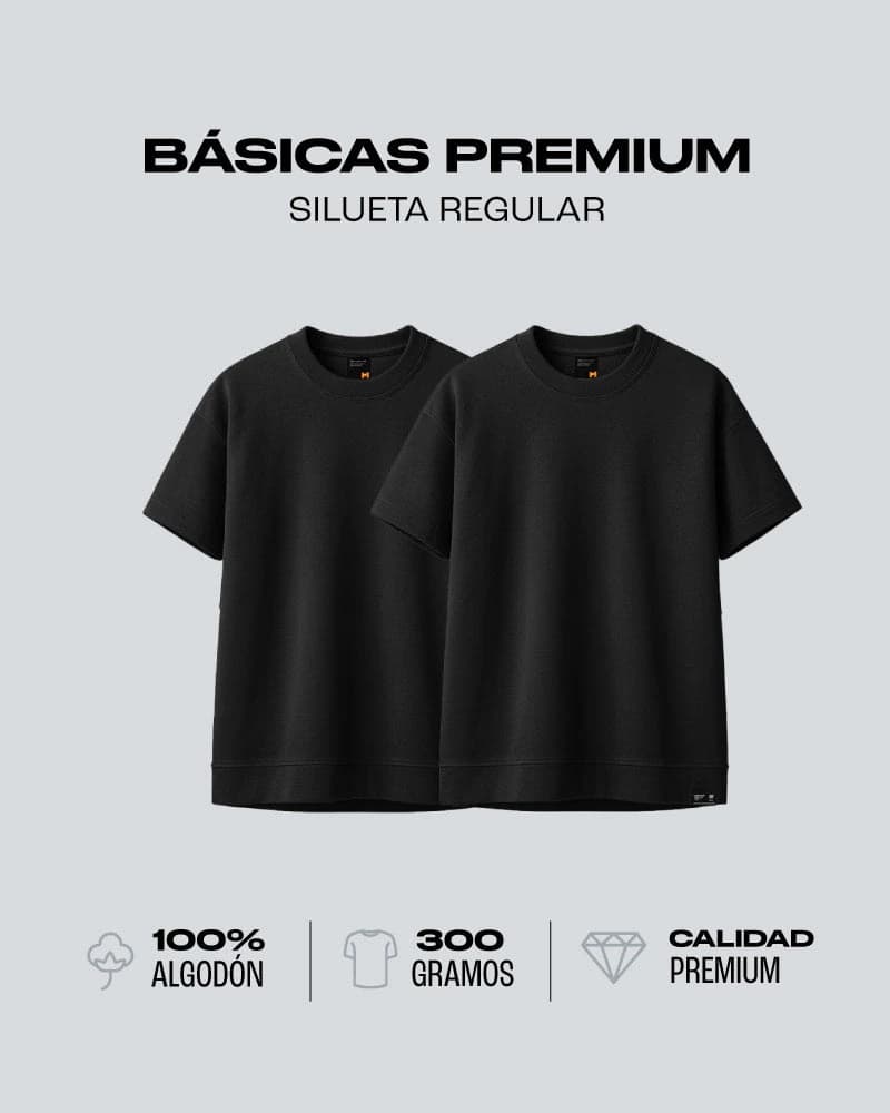 Duo Pack Básicas Regular Black - Premium 300G - imagen 1