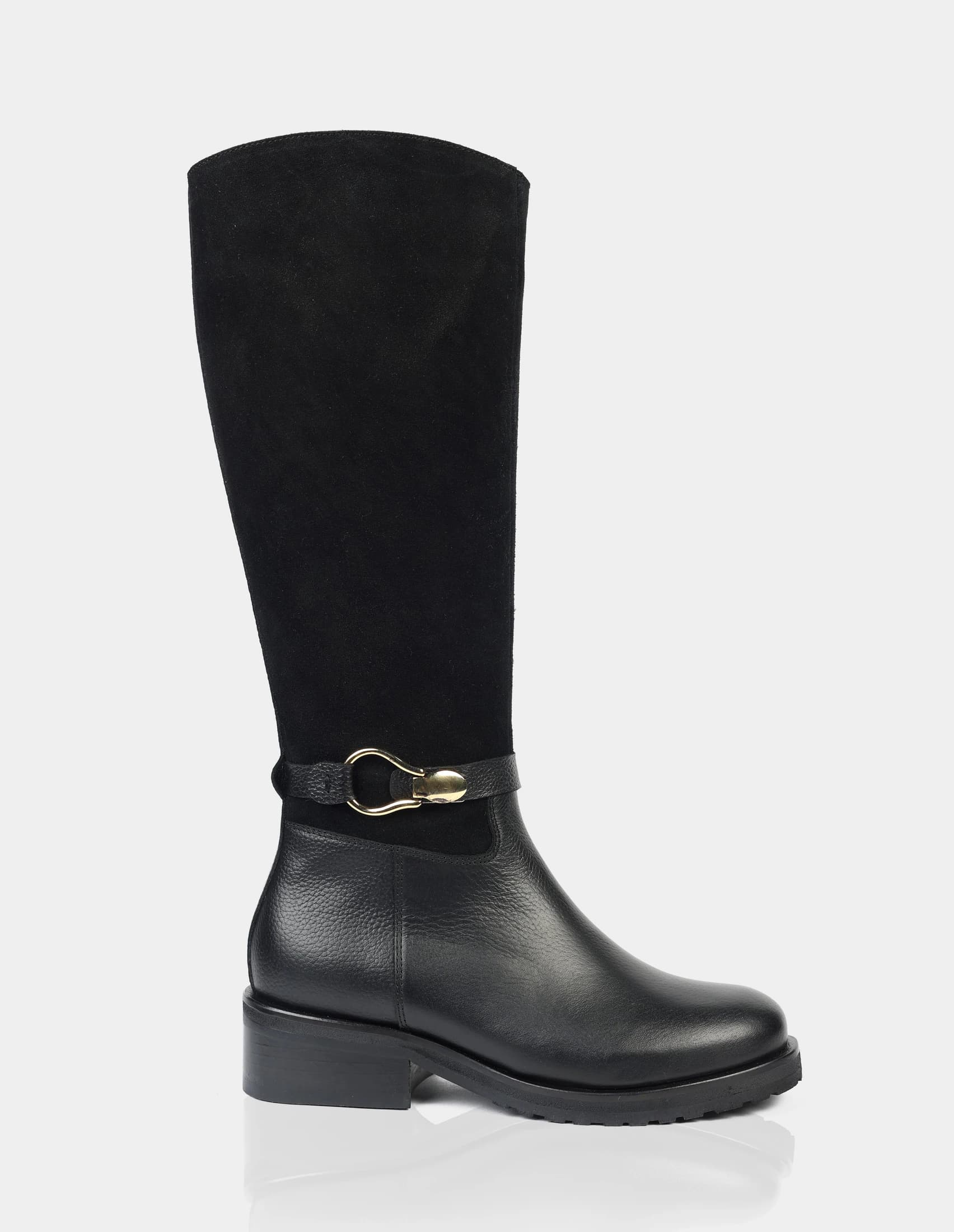 Bota Alzada Gamuza x napa negro - imagen 1